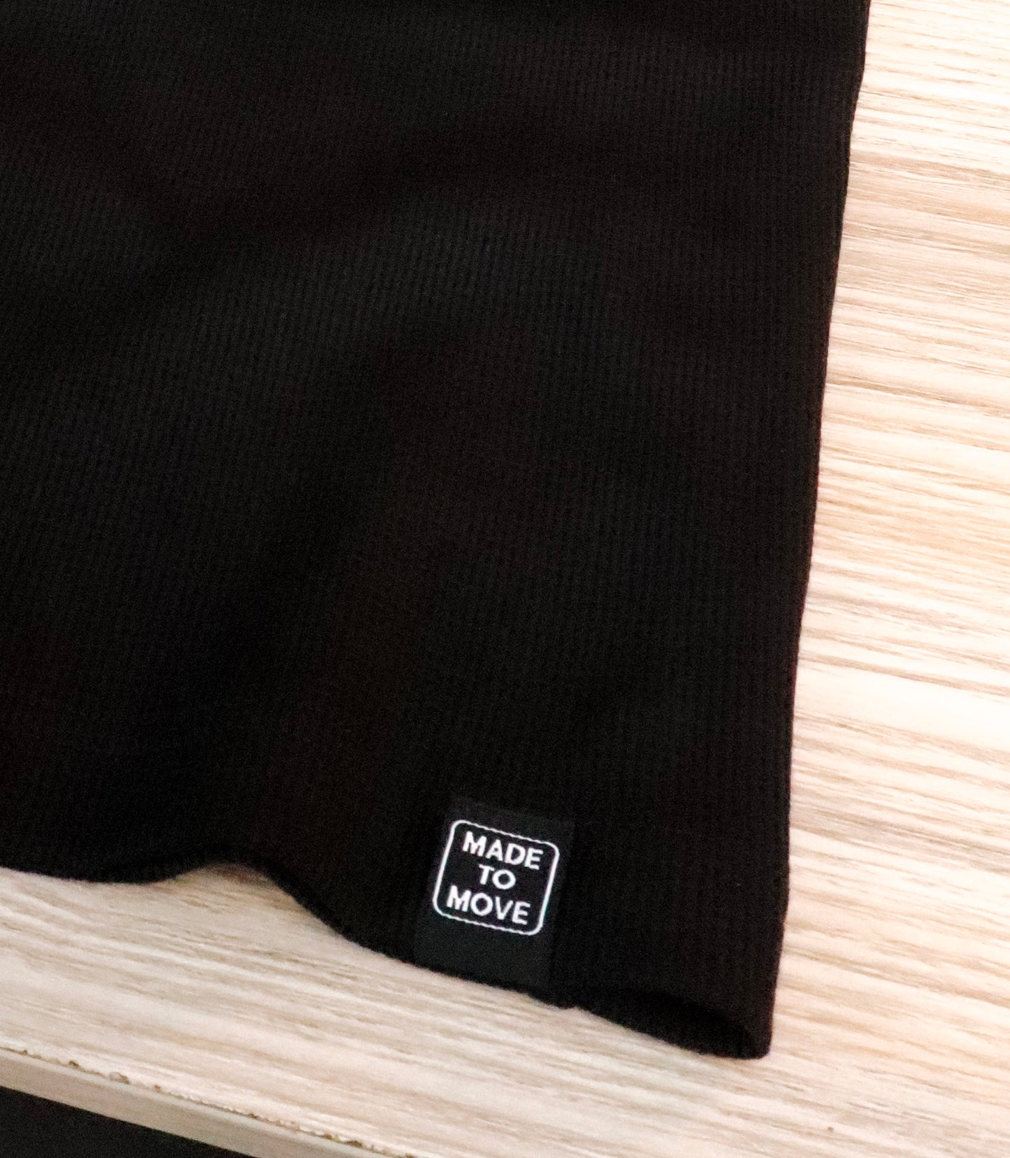 Waffle Texture Drop-Shoulder Tee - Black