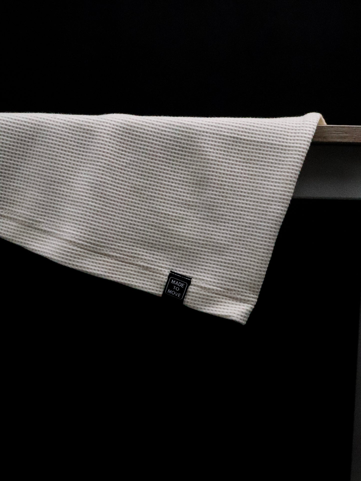 Waffle Texture Drop-Shoulder Tee - Beige