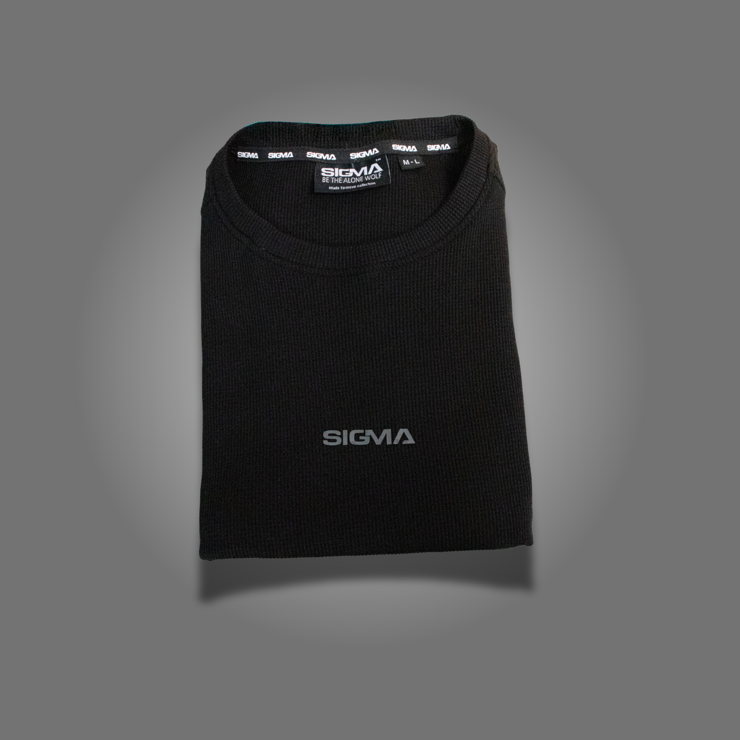 Waffle Texture Drop-Shoulder Tee - Black