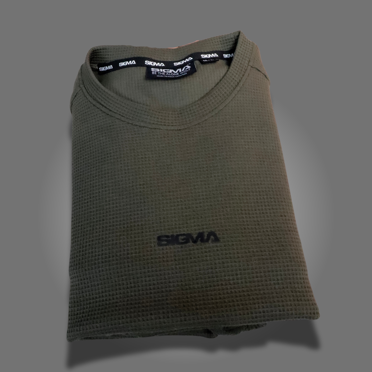 Waffle Texture Drop-Shoulder Tee - Khaki