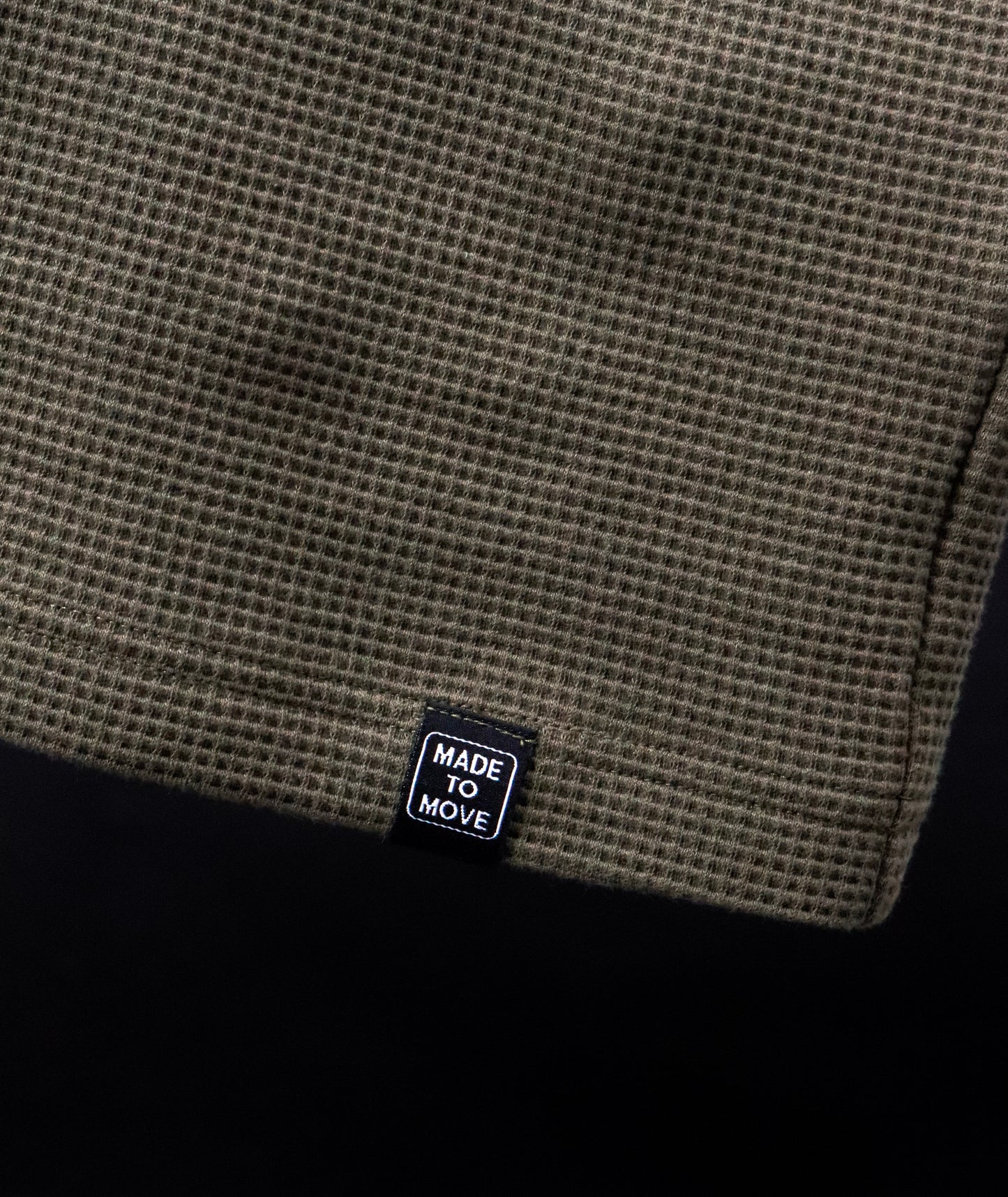 Waffle Texture Drop-Shoulder Tee - Khaki